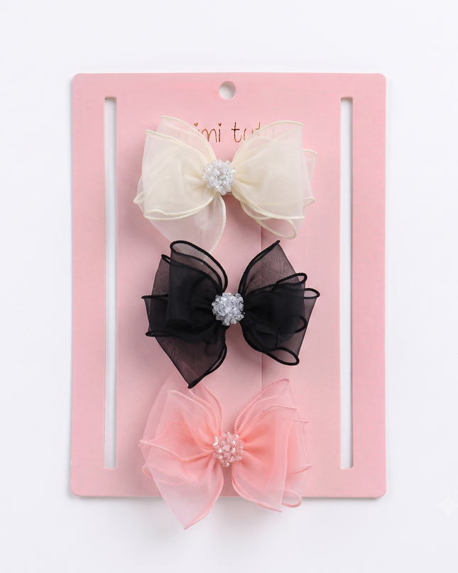 Multicolor Crystal Accent Bow Set