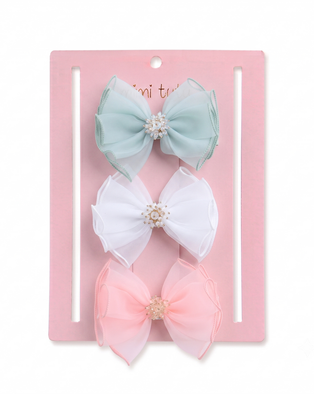 kids atelier mimi tutu Multicolor Pearl Cluster Bow Clip Set