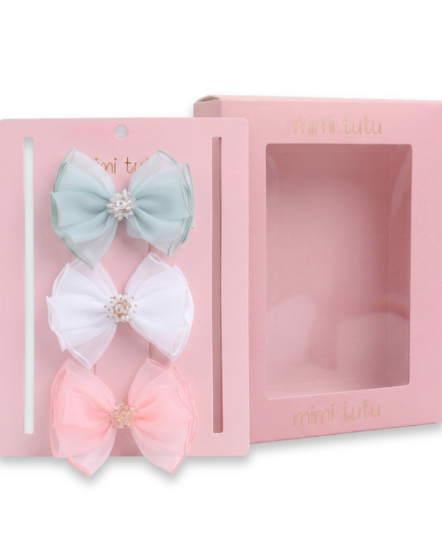 kids atelier mimi tutu Multicolor Pearl Cluster Bow Clip Set