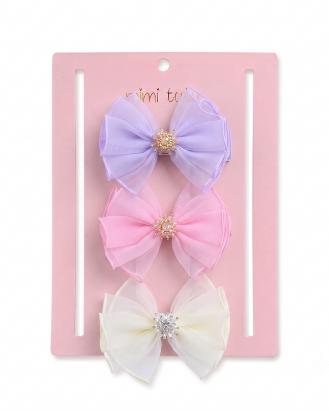 kids atelier mimi tutu Multicolor Pearl Cluster Bow Clip Set