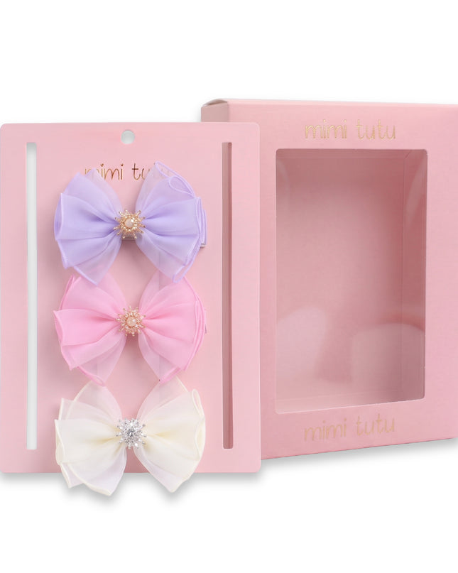 kids atelier mimi tutu Multicolor Pearl Cluster Bow Clip Set
