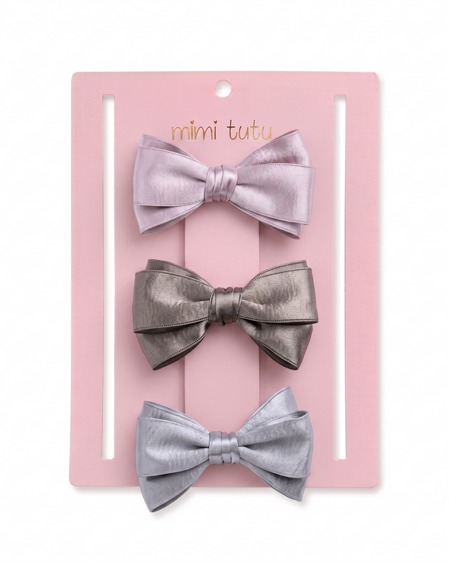 kids atelier mimi tutu Multicolor Classic Satin Bow Hair Clip Set