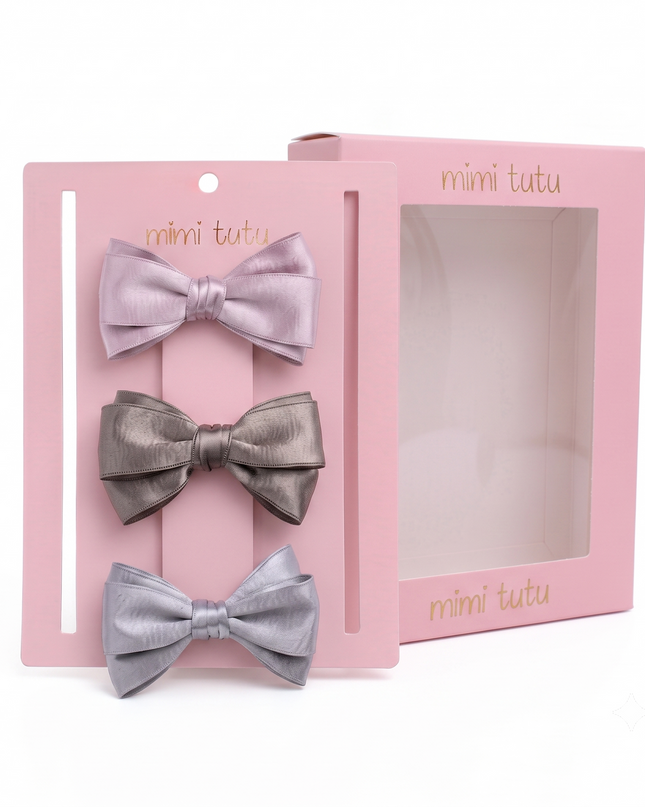 kids atelier mimi tutu Multicolor Classic Satin Bow Hair Clip Set