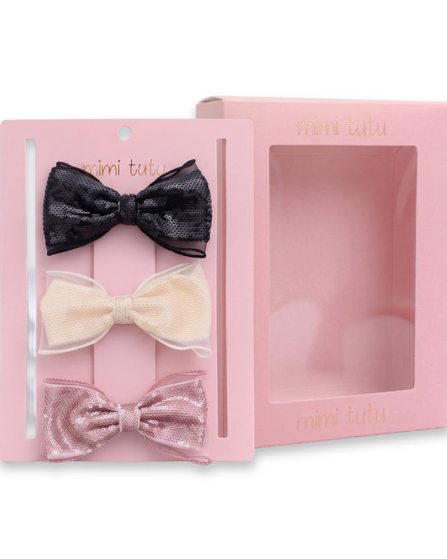 kids atelier mimi tutu Multicolor Sequin Bow Clip Set