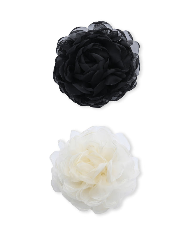kids atelier mimi tutu Black Tulle Flower Hair Clip Duo