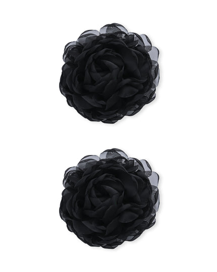 kids atelier mimi tutu Black Tulle Flower Hair Clip Duo