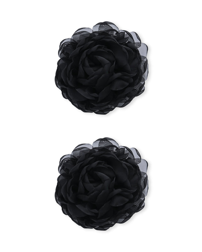 kids atelier mimi tutu Black Tulle Flower Hair Clip Duo