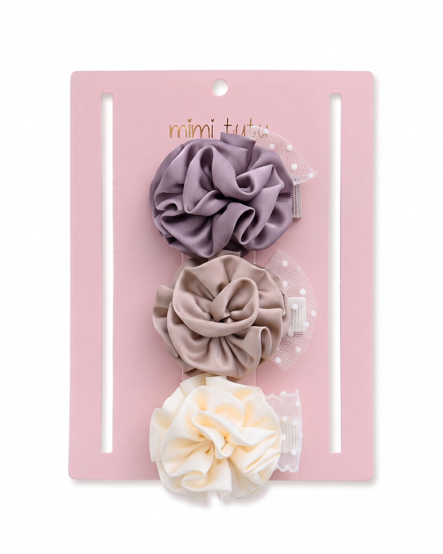 kids atelier mimi tutu Multicolor Bloom Hair Pin Trio
