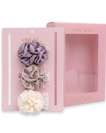 kids atelier mimi tutu Multicolor Bloom Hair Pin Trio