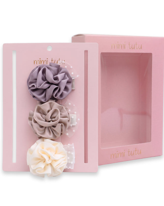 kids atelier mimi tutu Multicolor Bloom Hair Pin Trio