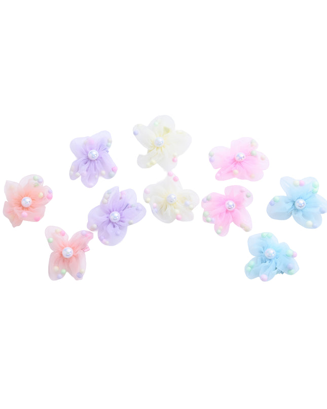 kids atelier mimi tutu Sheer Petal Flower Hair Clip Set