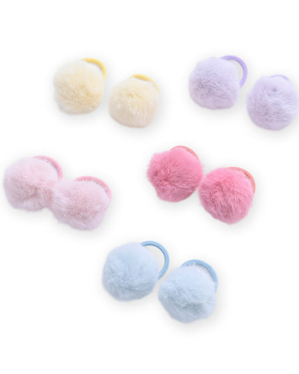 kids atelier mimi tutu Fluffy Pom-Pom Hair Tie Set