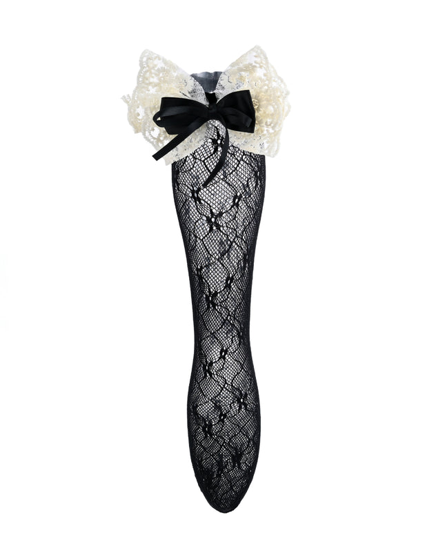 kids atelier mimi tutu Embroidered Ribbon Bow Long Socks