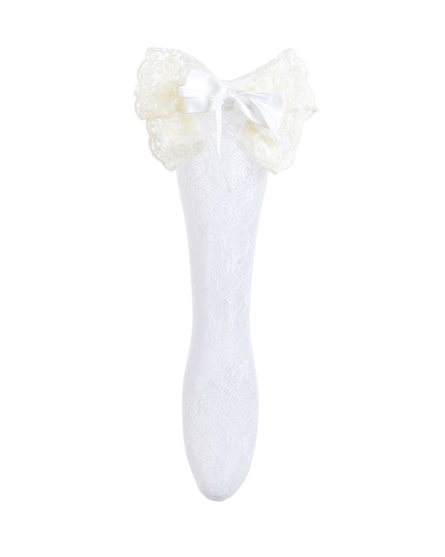 kids atelier mimi tutu Embroidered Ribbon Bow Long Socks