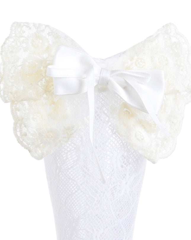 kids atelier mimi tutu Embroidered Ribbon Bow Long Socks