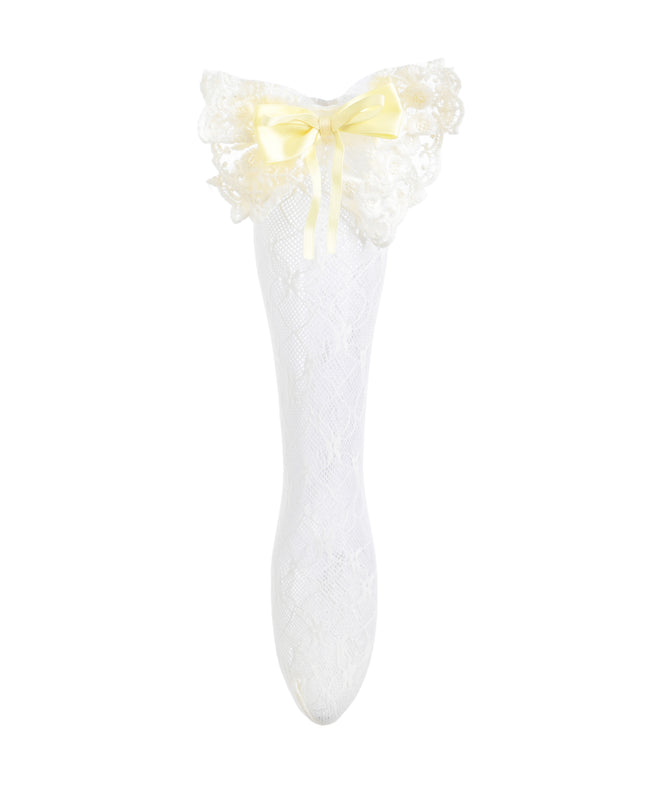 kids atelier mimi tutu Embroidered Ribbon Bow Long Socks