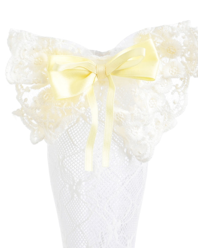 kids atelier mimi tutu Embroidered Ribbon Bow Long Socks