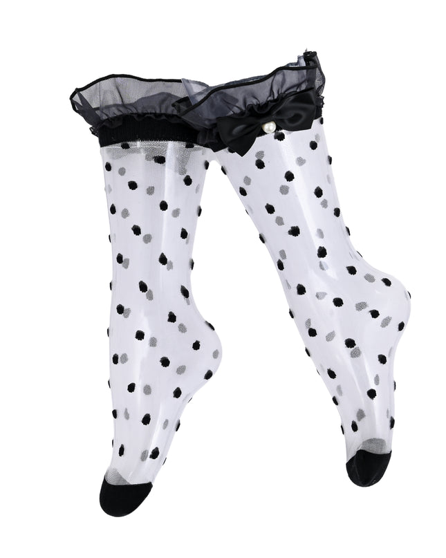 kids atelier mimi tutu Transparent Polka-Dot Bow Trim Socks