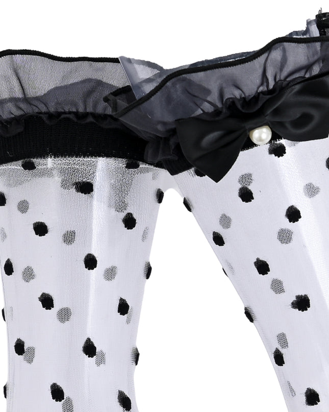 kids atelier mimi tutu Transparent Polka-Dot Bow Trim Socks