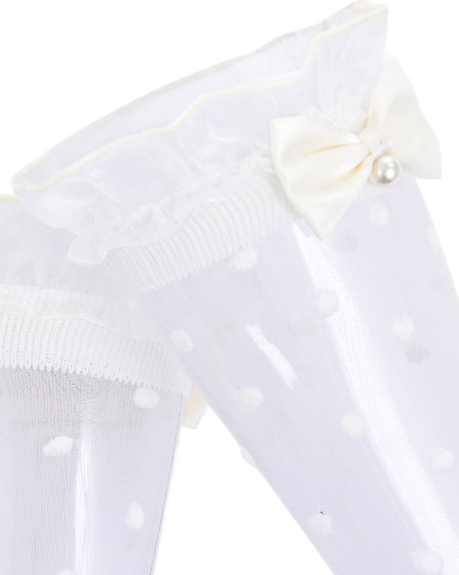 kids atelier mimi tutu Transparent Polka-Dot Bow Trim Socks