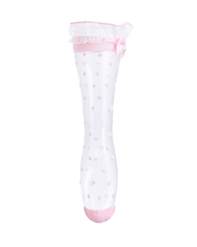 kids atelier mimi tutu Transparent Polka-Dot Bow Trim Socks
