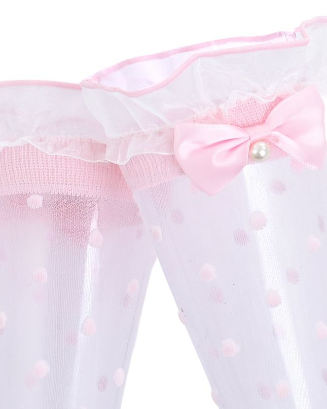 kids atelier mimi tutu Transparent Polka-Dot Bow Trim Socks