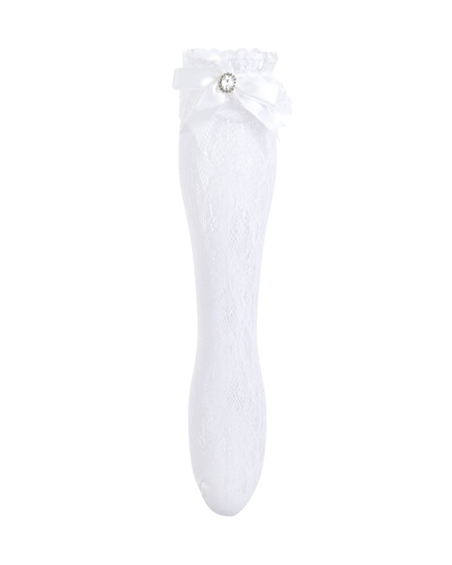 kids atelier mimi tutu Rhinestone Lace Trim Bow Socks