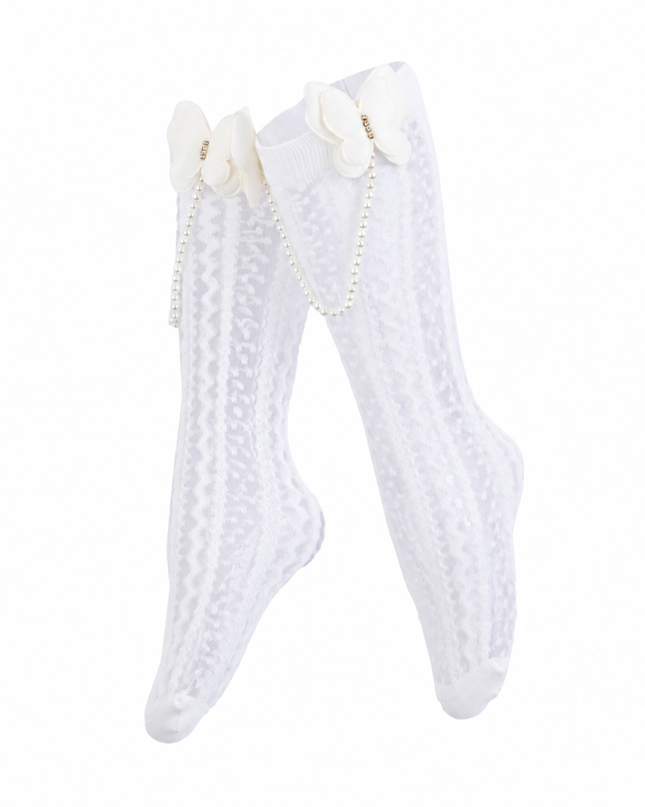 kids atelier mimi tutu Butterfly Lace Pearl Link Socks