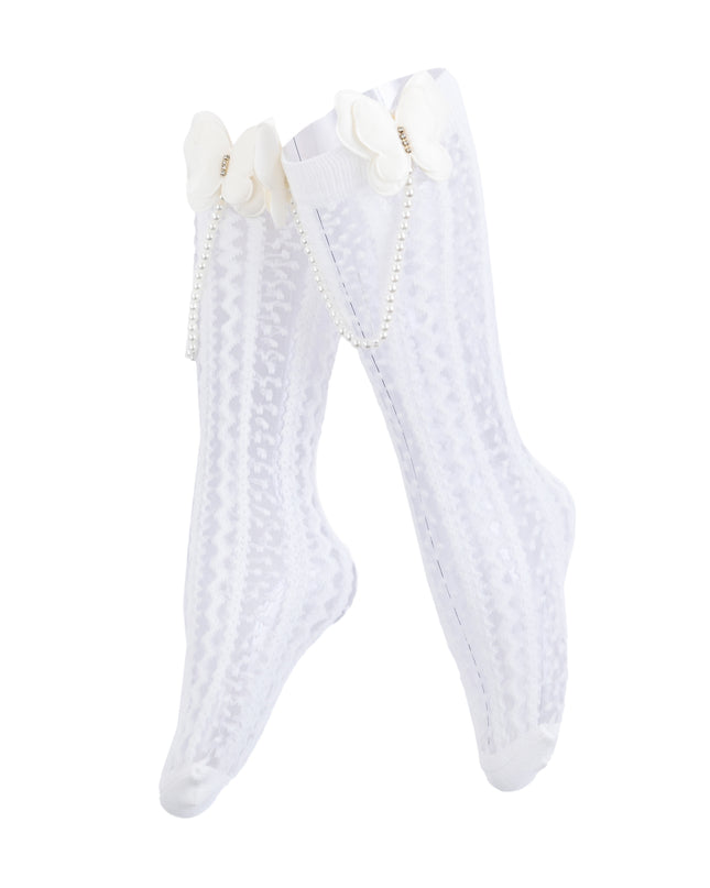 kids atelier mimi tutu Butterfly Lace Pearl Link Socks