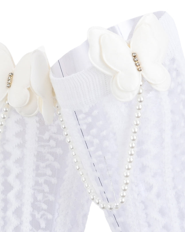 kids atelier mimi tutu Butterfly Lace Pearl Link Socks