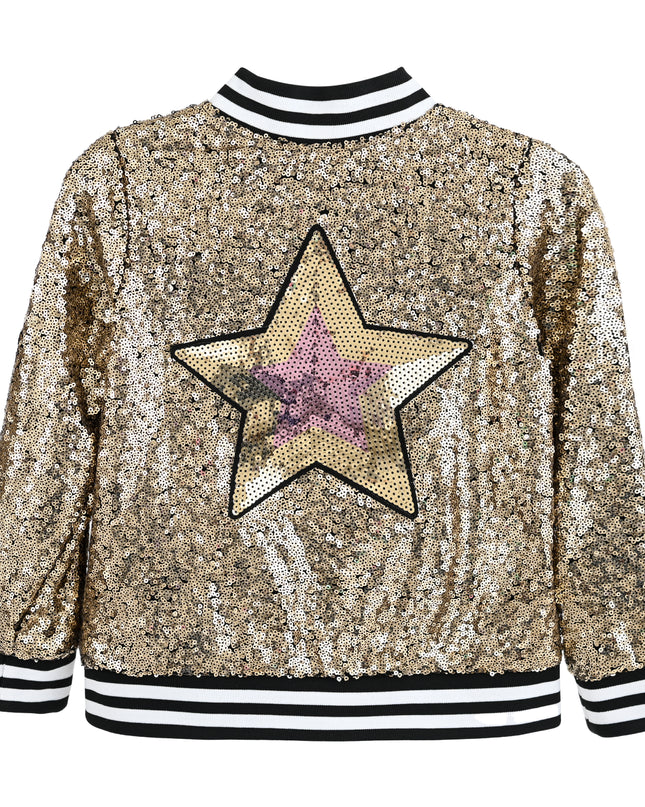 kids atelier mimi tutu Gold Sequin Bomber Jacket