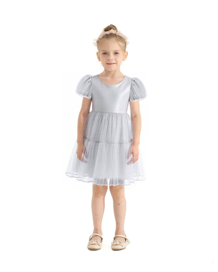 kids atelier mimitutu Gray Eveline Puff-Sleeve Dress