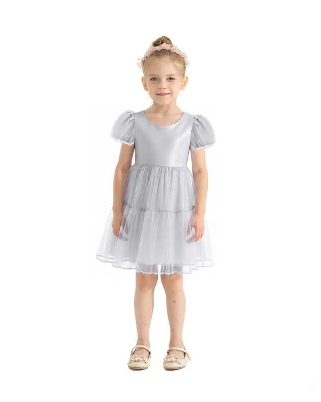 kids atelier mimitutu Gray Eveline Puff-Sleeve Dress