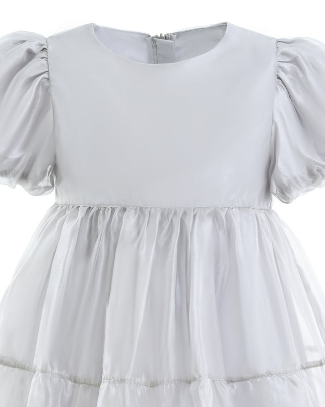 kids atelier mimitutu Gray Eveline Puff-Sleeve Dress
