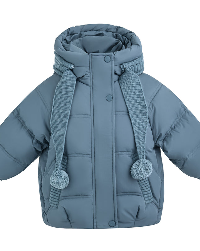 kids atelier mimi tutu Blue Pom-Pom Puffer Jacket