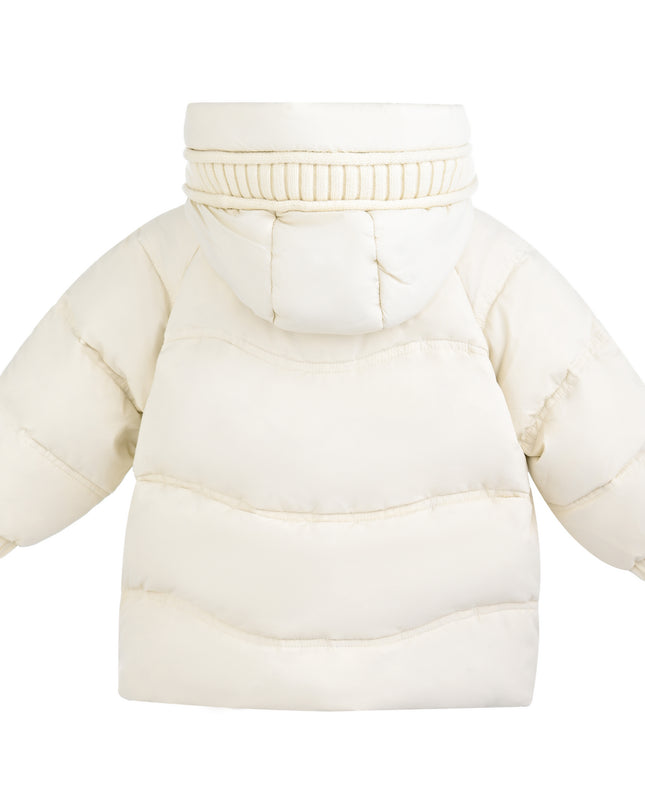 kids atelier mimi tutu Ivory Pom-Pom Puffer Jacket