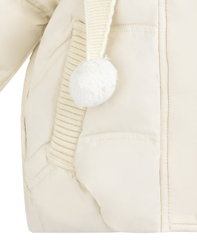 kids atelier mimi tutu Ivory Pom-Pom Puffer Jacket