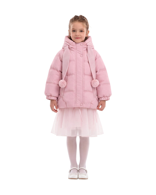 kids atelier mimi tutu Light Pink Pom-Pom Puffer Jacket