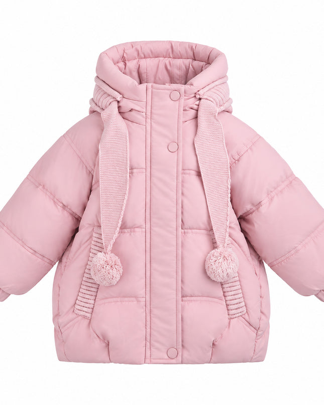 kids atelier mimi tutu Light Pink Pom-Pom Puffer Jacket