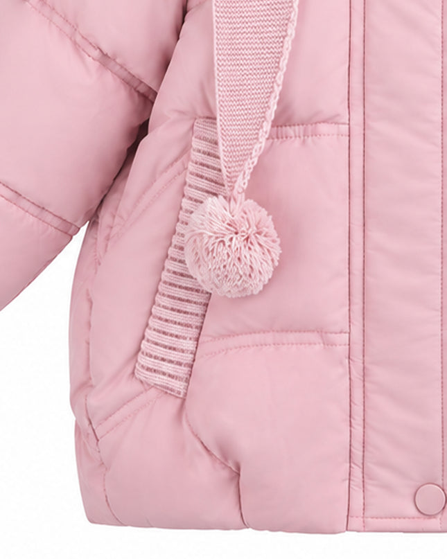 kids atelier mimi tutu Light Pink Pom-Pom Puffer Jacket