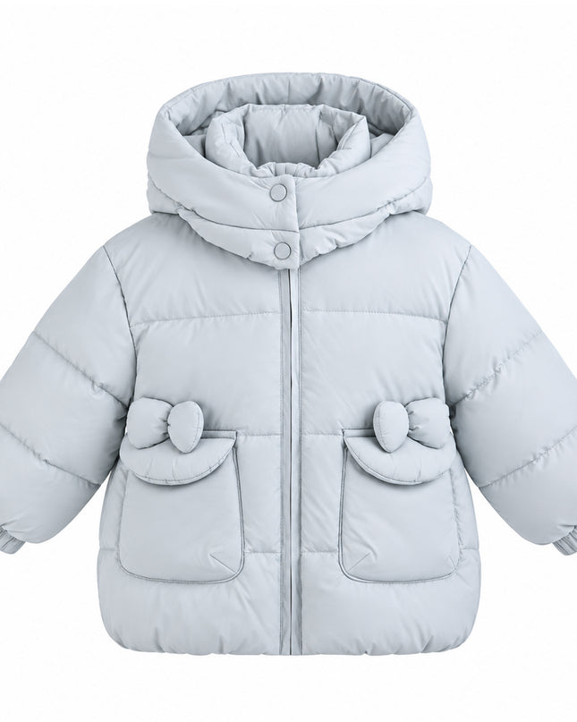 kids atelier mimi tutu Blue Bow-Detail Puffer Jacket