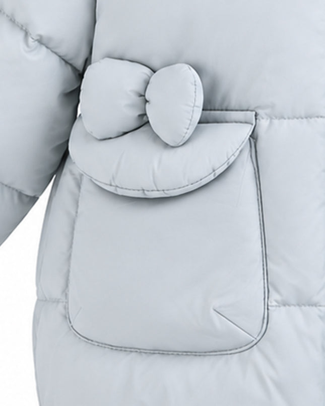 kids atelier mimi tutu Blue Bow-Detail Puffer Jacket