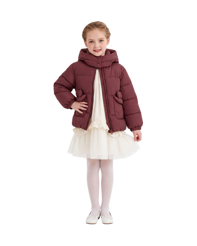 kids atelier mimi tutu Maroon Bow-Detail Puffer Jacket