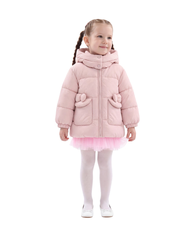 kids atelier mimi tutu Pink Bow-Detail Puffer Jacket