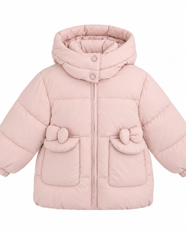 kids atelier mimi tutu Pink Bow-Detail Puffer Jacket