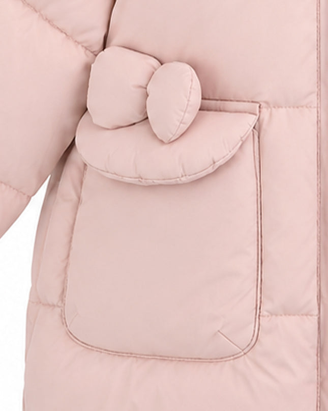 kids atelier mimi tutu Pink Bow-Detail Puffer Jacket