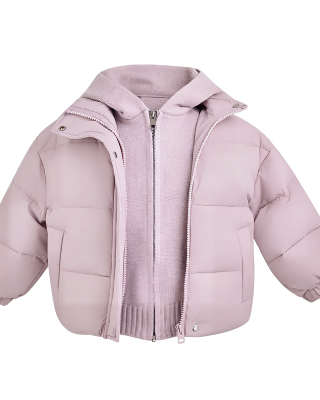 Kids Atelier Mimi Tutu Purple Hooded Puffer Jacket