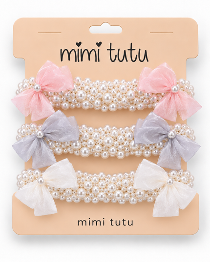 kids atelier mimi tutu Pearl Bow Scrunchie Set