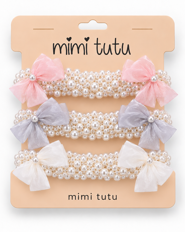 kids atelier mimi tutu Pearl Bow Scrunchie Set