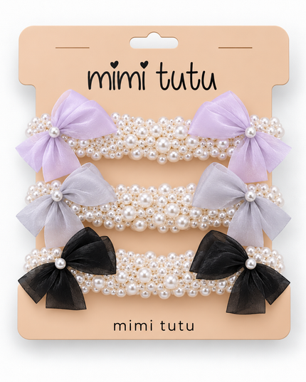 kids atelier mimi tutu Pearl Bow Scrunchie Set
